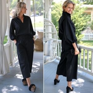Quiet Culture Take Pause Wide Leg Pants in Midnight